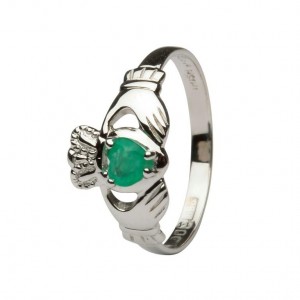 Claddagh 14K Heart Emerald Ring